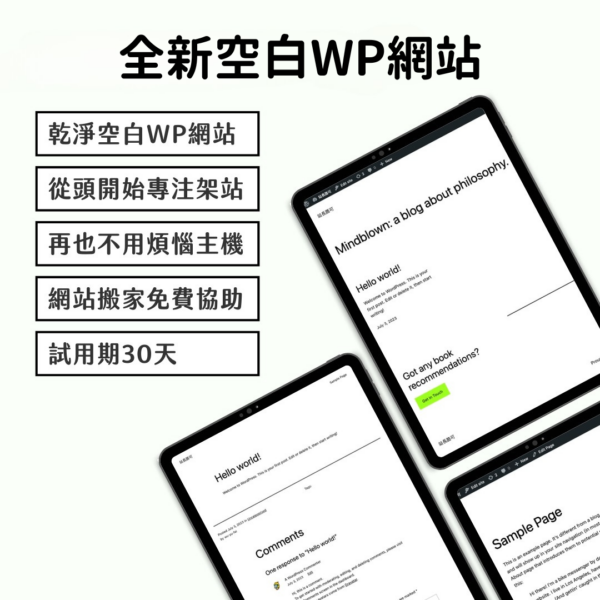 全新空白WP網站